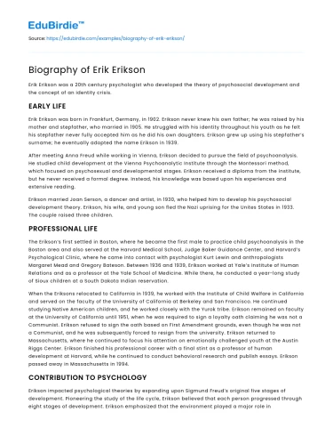 Biography of Erik Erikson