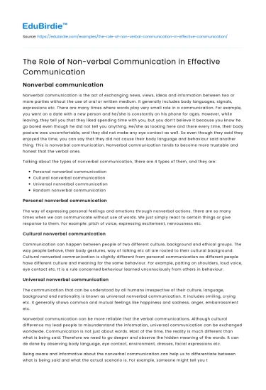 The Role of Non-verbal Communication in Effective Communication