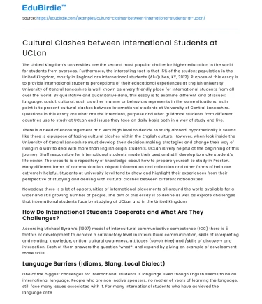 Cultural Clashes between International Students at UCLan