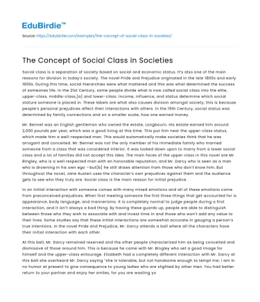 The Concept of Social Class in Societies