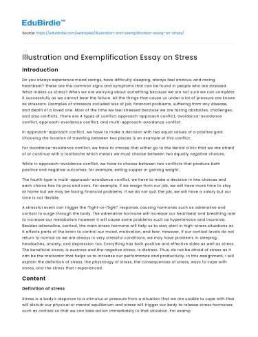 Illustration and Exemplification Essay on Stress