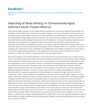 Body Writing’ in Chimamanda Adichie’s ‘Purple Hibiscus’