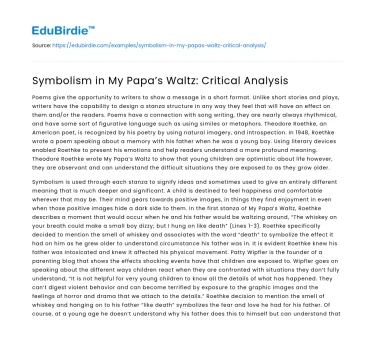 Symbolism in My Papa’s Waltz: Critical Analysis