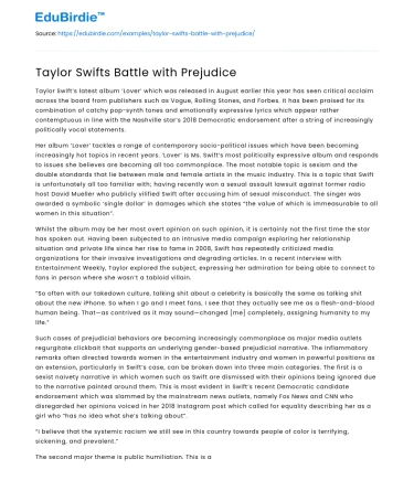 Taylor Swifts Battle with Prejudice