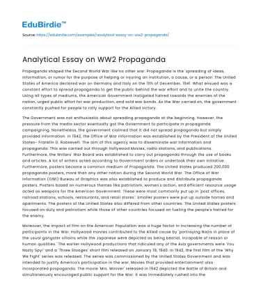 Analytical Essay on WW2 Propaganda