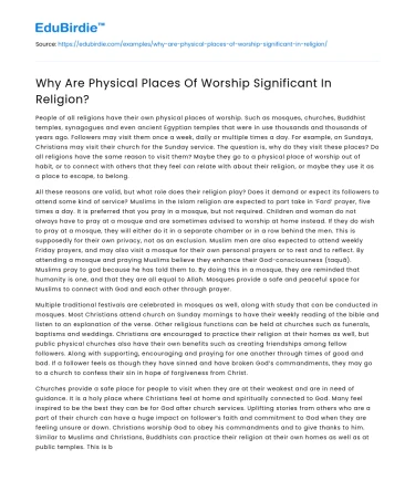Why Are Physical Places Of Worship Significant In Religion?