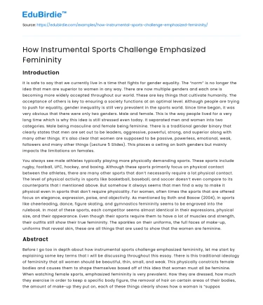 How Instrumental Sports Challenge Emphasized Femininity
