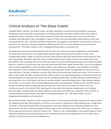 Critical Analysis of ‘The Glass Castle’