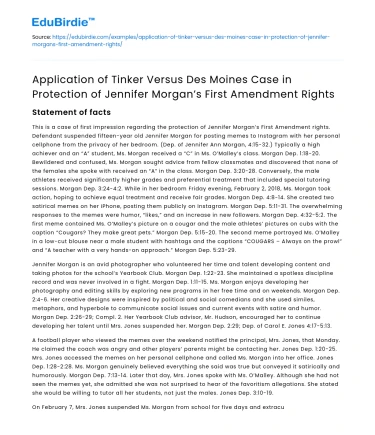 Tinker v Des Moines Case in Protecting Jennifer Morgan’s Rights