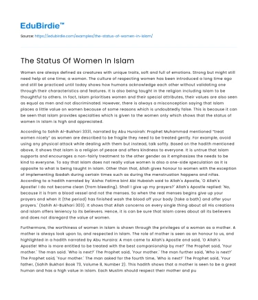 The Status Of Women In Islam