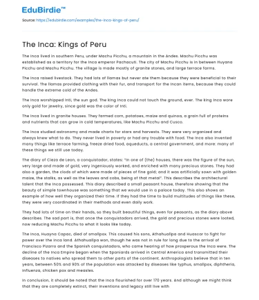 The Inca: Kings of Peru