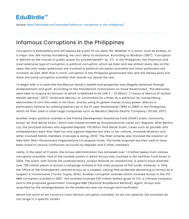 Infamous Corruptions in the Philippines