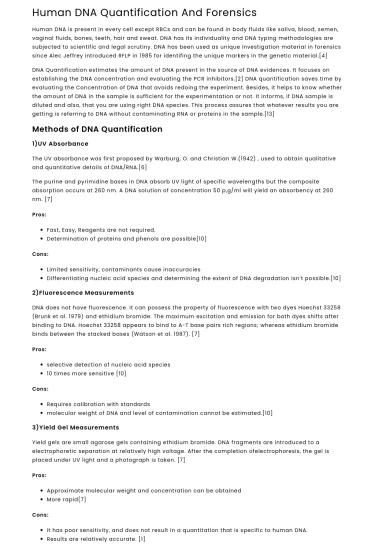 Human DNA Quantification And Forensics