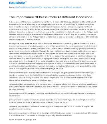 The Importance Of Dress Code At Different Occasions
