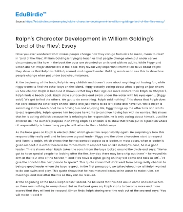 Ralph’s Character Development in ‘Lord of the Flies’