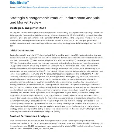 Strategic Management: Product Performance Analysis and Market Review