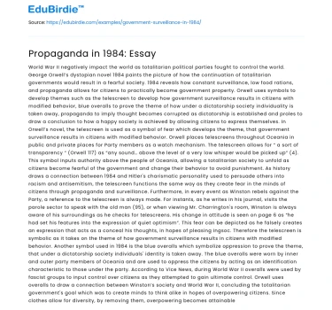 Propaganda in 1984: Essay