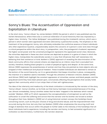 Oppression and Exploitation in Literature: Sonny’s Blues