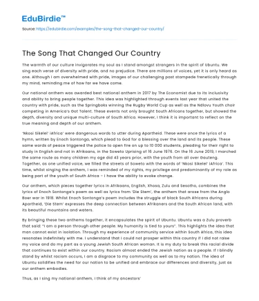 The Song That Changed Our Country