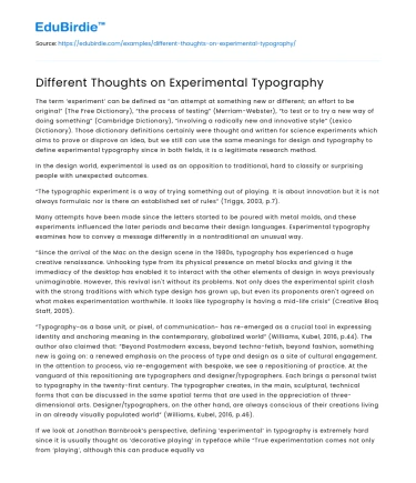 Different Thoughts on Experimental Typography