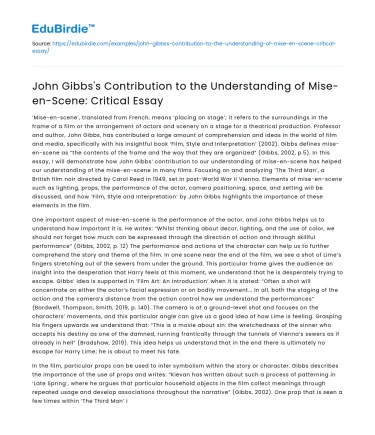 John Gibbs’s Contribution to Mise-en-Scene