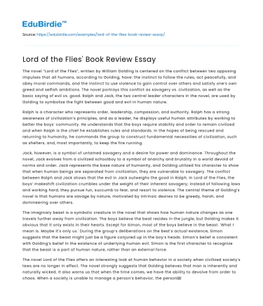 Lord of the Flies’ Book Review Essay