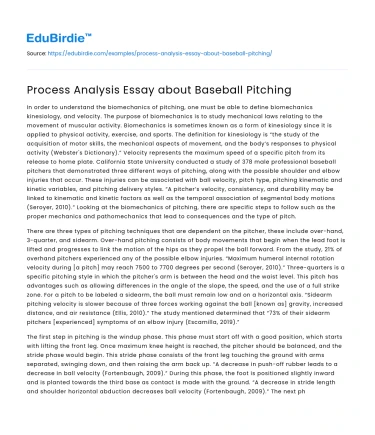 Process Analysis Essay about Baseball Pitching