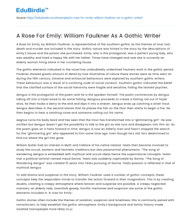 The Gothic Elements in Faulkner’s “A Rose for Emily”