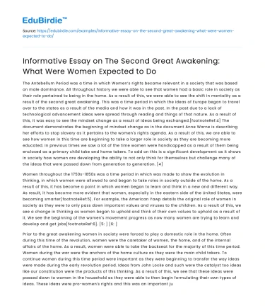 Women’s Roles in the Second Great Awakening