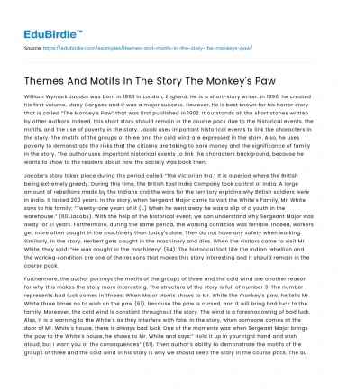 Themes And Motifs In The Story The Monkey’s Paw