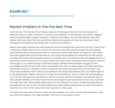 Racism in Baldwin’s “The Fire Next Time”