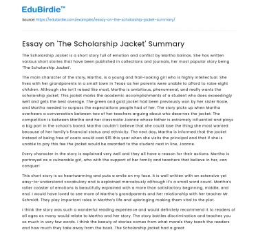 Essay on ‘The Scholarship Jacket’ Summary