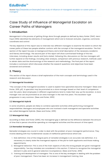 Managerial Escalator Influence on Manager Career Paths