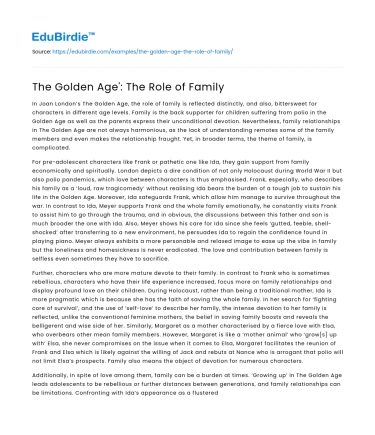 The Golden Age’: The Role of Family