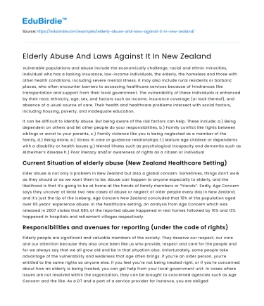 Elderly Abuse And Laws Against It In New Zealand