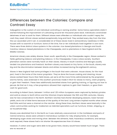 Colonial Variations: A Comparative Analysis