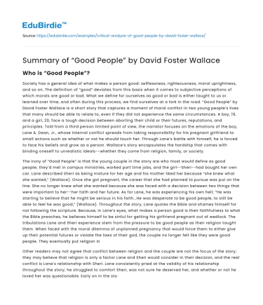Summary of “Good People” by David Foster Wallace