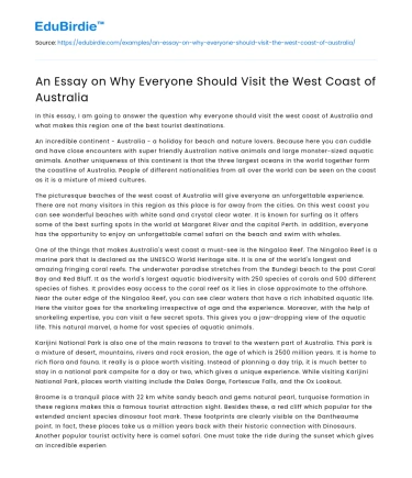 An Essay on Why Everyone Should Visit the West Coast of Australia