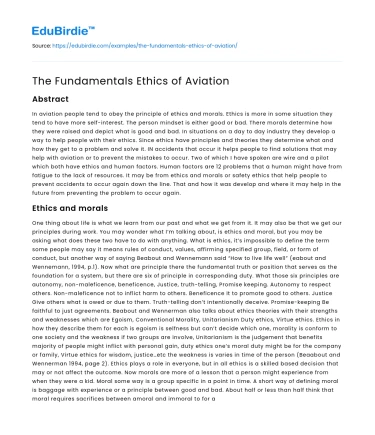 Ethical Foundations in Aviation Practices