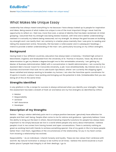 What Makes Me Unique Essay