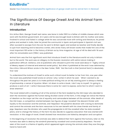 Orwell’s Animal Farm in Literature