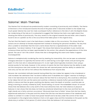 Salome’: Main Themes
