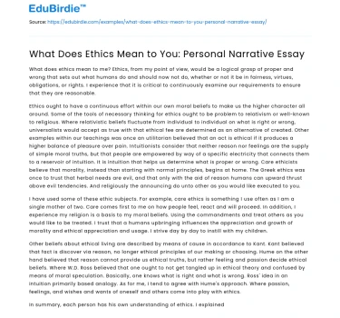 Ethics: A Personal Exploration