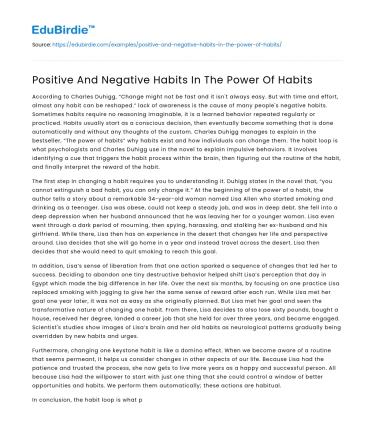 Positive And Negative Habits In The Power Of Habits