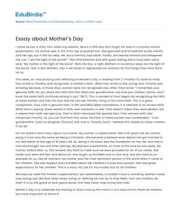 Essay about Mother’s Day