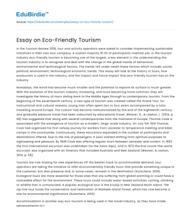 Essay on Eco-Friendly Tourism