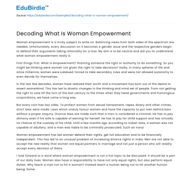 Decoding What Is Woman Empowerment