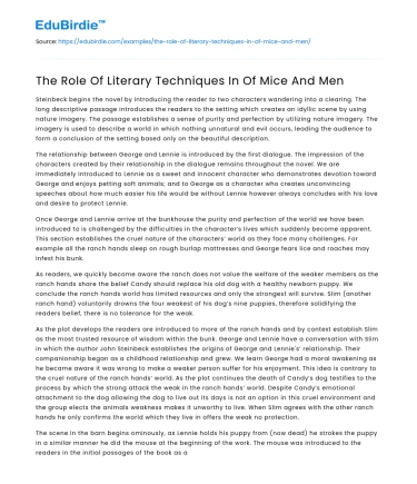 The Role Of Literary Techniques In Of Mice And Men