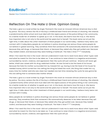 The Societal Impact of The Hate U Give