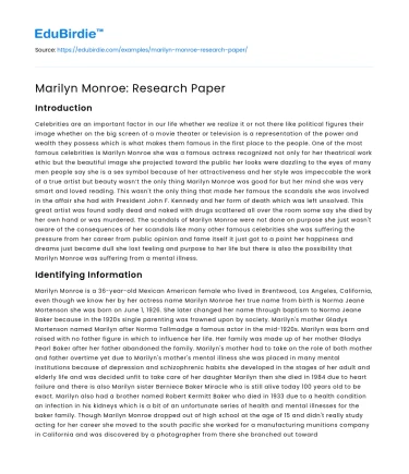 Marilyn Monroe: Research Paper